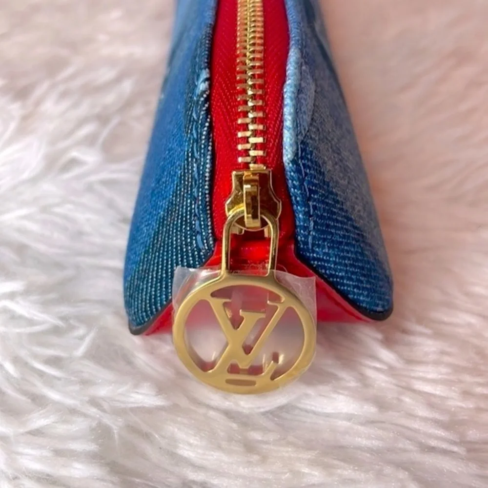 New Louis Vuitton Limited Edition Damier Denim Mono Patchwork Elizabeth Pouch